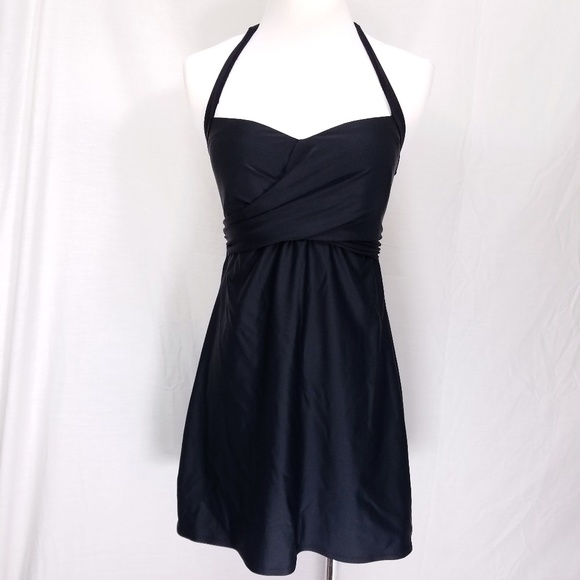 Merona Halter Swim Dress 1 Piece Size Small  Black - Picture 5 of 8